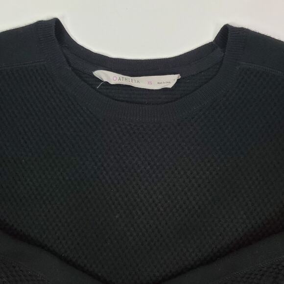 Athleta Women's XS Honeycomb Thermal Waffle Knit Sweater Black - Picture 4 of 8